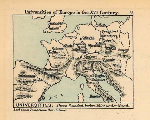 Universidades en Europa en el siglo XVI