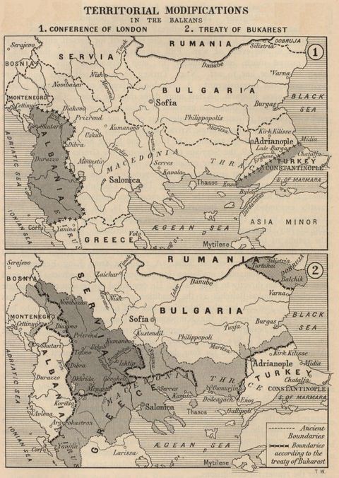 Map of Territorial Modifications in the Balkans 1913