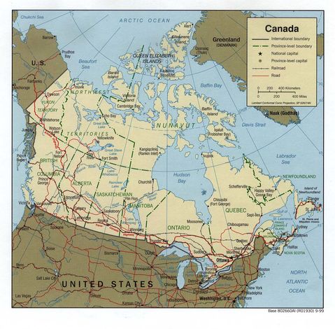 Mapa Político de Canadá 1999