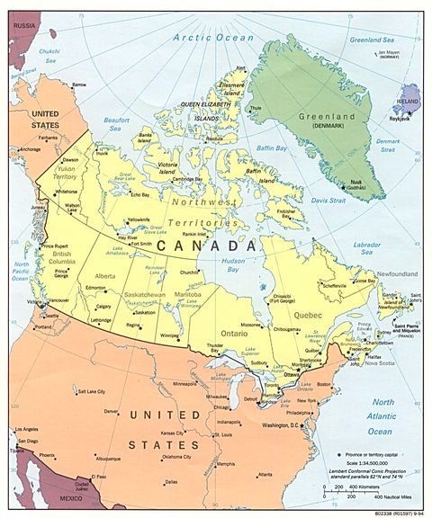 Canada Political Map 1994