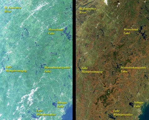 Satellite Image, Photo of Lake Memphremagog Region, Southeastern Quebec