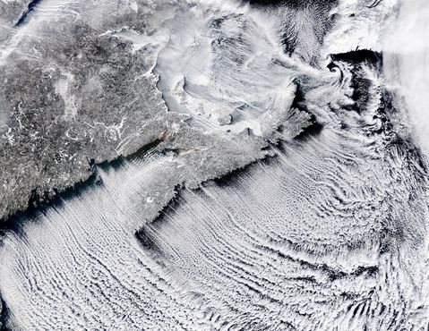 Cloud streets off Nova Scotia, Canada