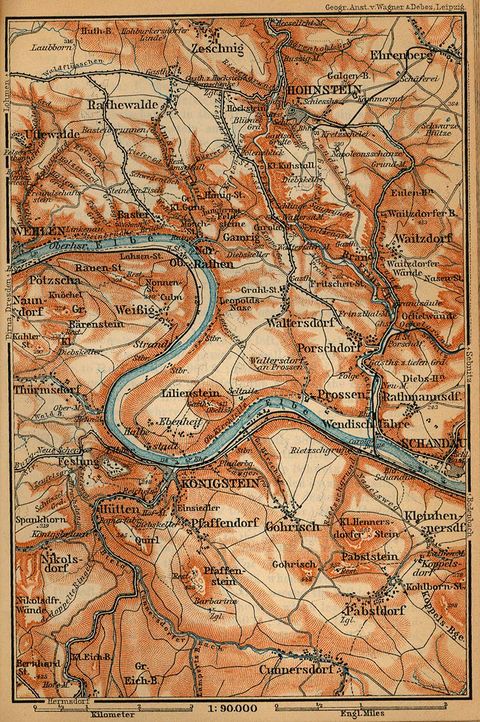 Suiza Sajona desde Wehlen hacia Schandau 1910