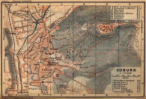 Coburg Map, Germany 1910