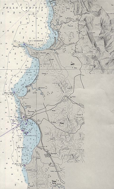 Carta Náutica de la Región Costera de Durrës 1983