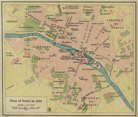 Plan of Paris, France 1789