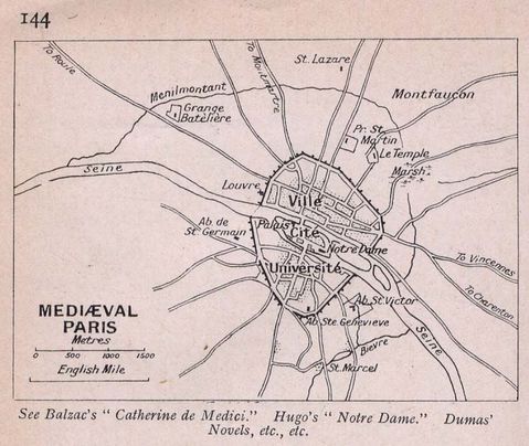 Map of Paris in the Middle Ages