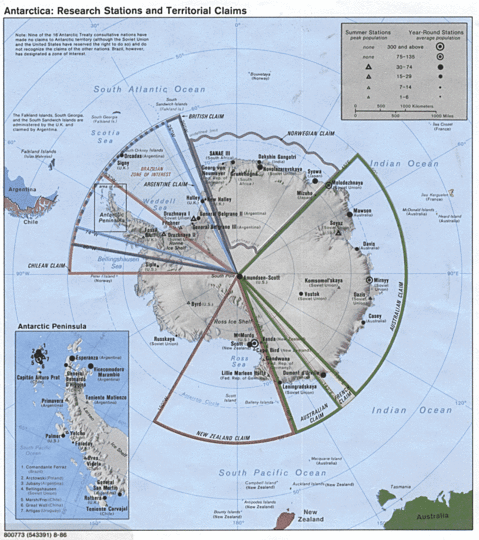 Research stations and territorial claims in Antarctica