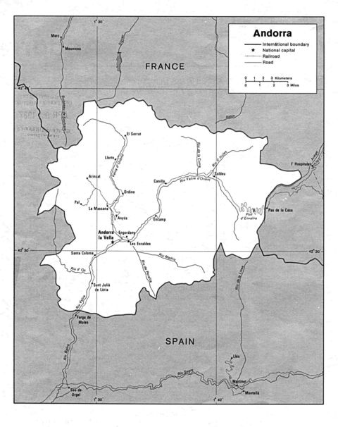 Mapa Político de Andorra 1986