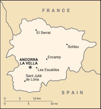 Andorra Small Political Map 2008