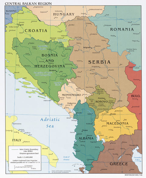 Western Balkans Political Map 2008