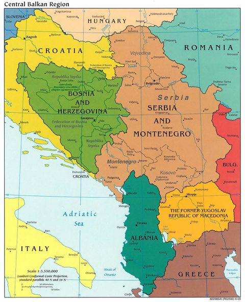 Western Balkans Political Map 2003