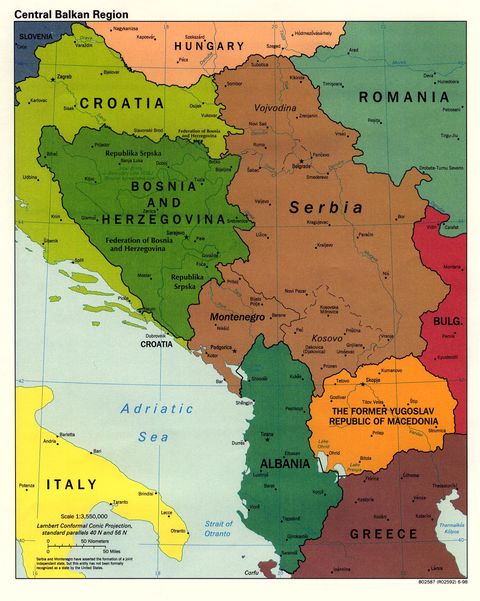 Mapa Político de los Balcanes Occidental 1998