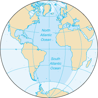 Mapa del Océano Atlántico