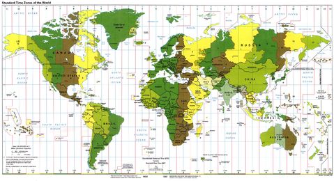 Husos horarios o zonas horarias en el Mundo