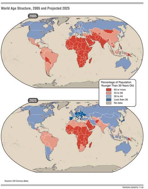 Estructura por Edad de la Población del Mundo 2005-2025