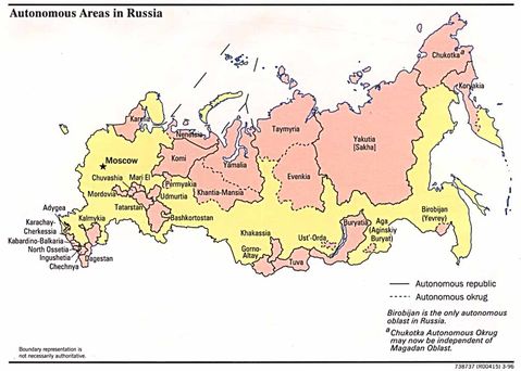 Regiones Autónomas en Rusia 1996