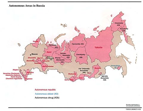 Regiones Autónomas en Rusia 1992