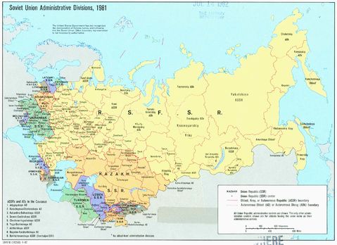 former Soviet Union Administrative divisions 1981