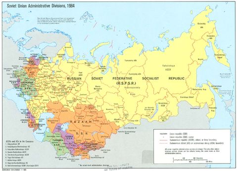 former Soviet Union Administrative divisions 1984