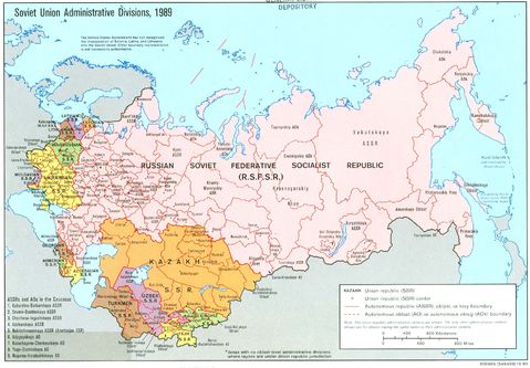 former Soviet Union Administrative divisions 1989