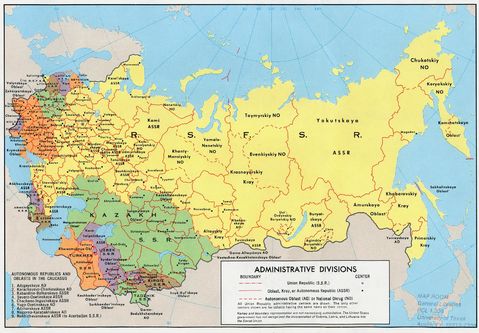 former Soviet Union Administrative divisions 1974