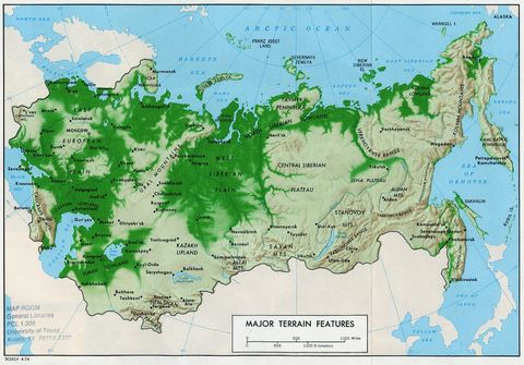 Former Soviet Union Main Features of Terrestrial Relief 1974