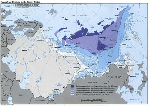 Former Soviet Union Permafrost regions 1984