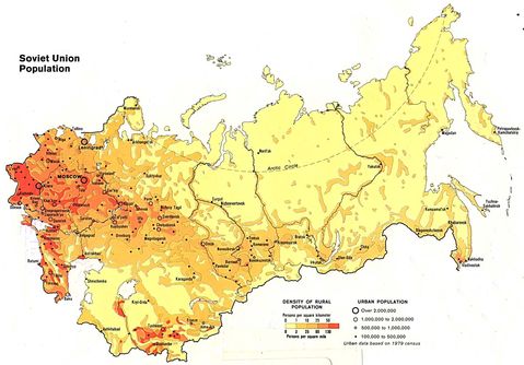 Population in the former Soviet Union 1982