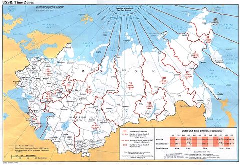 Time Zones in the Former Soviet Union 1982