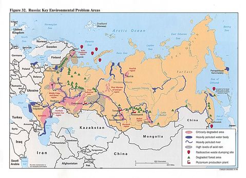 Areas with Environmental Problems in Russia 1996