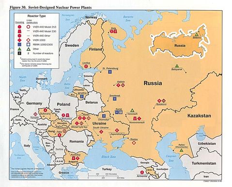 ***Ubicación de las Centrales Nucleares de Diseño Soviético 1996