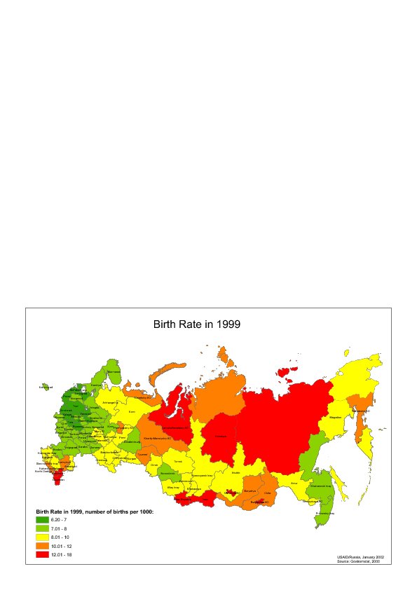 Birth rate in Russia 1999