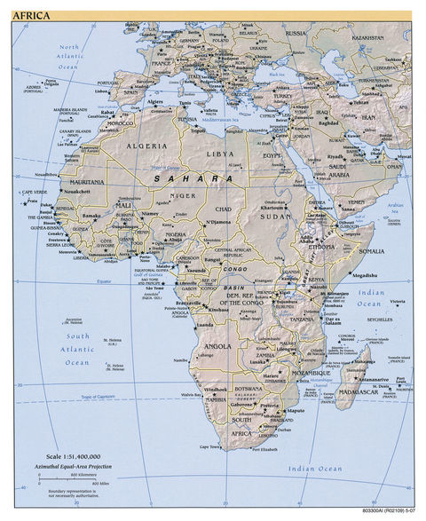 Africa physical map 