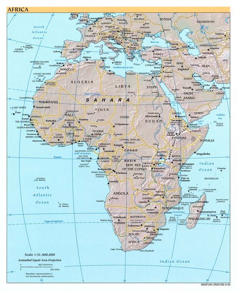 Africa physical map 
