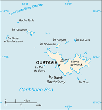 Saint Barthelemy Small Political Map 2008