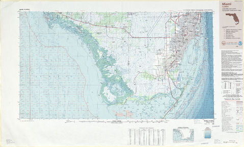 Miami Topographic-Bathymetric Map Sheet, United States 1988