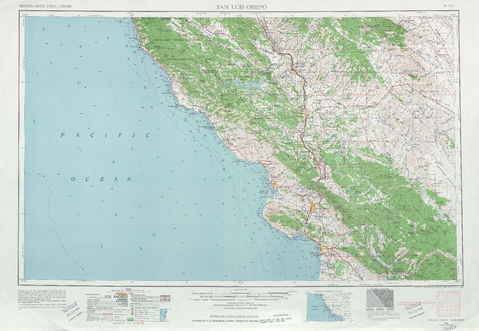 San Luis Obispo Topographic Map Sheet, United States 1963