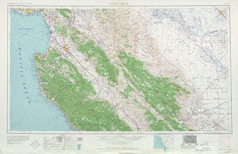 Santa Cruz Topographic Map Sheet, United States 1956