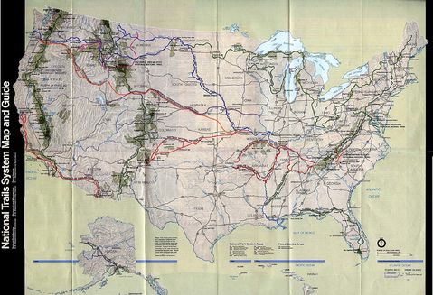 National Trails System Physical Map, United States