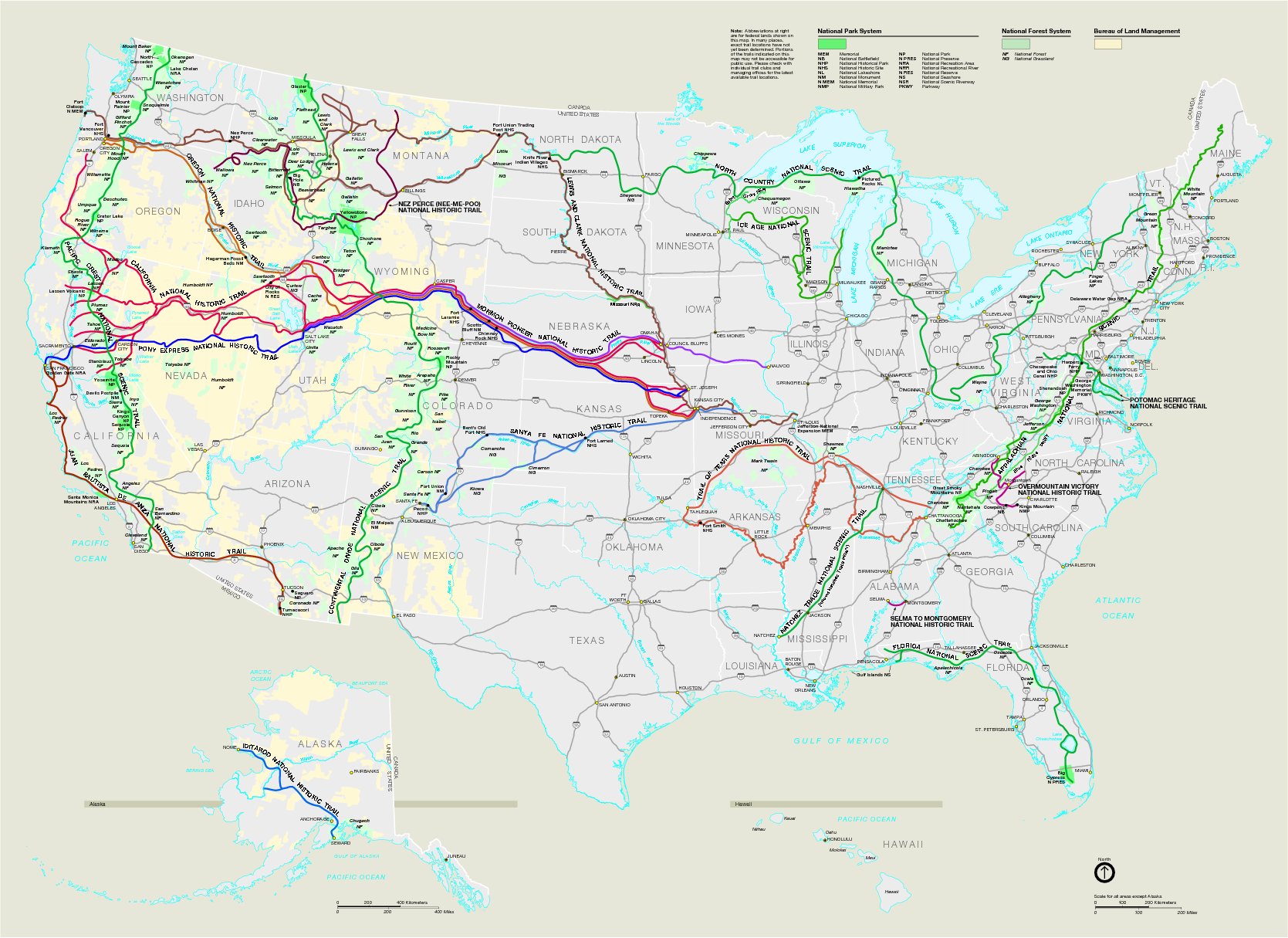 Sistema Nacional de Senderos, Estados Unidos 1998