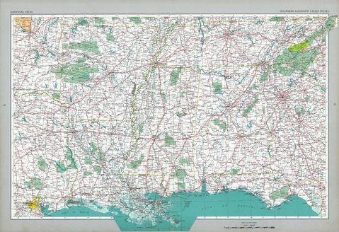 Southern Mississippi Valley States Map, United States