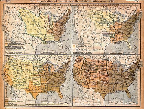 Organization of Territories Map since 1803, United States | Gifex