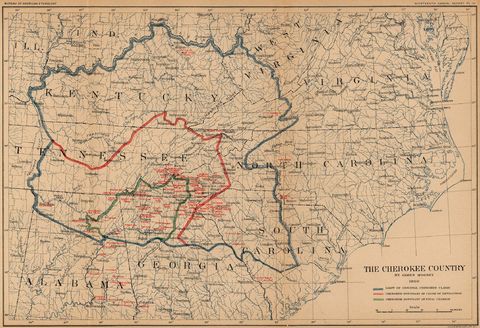 Mapa del País Cherokee 1897-98