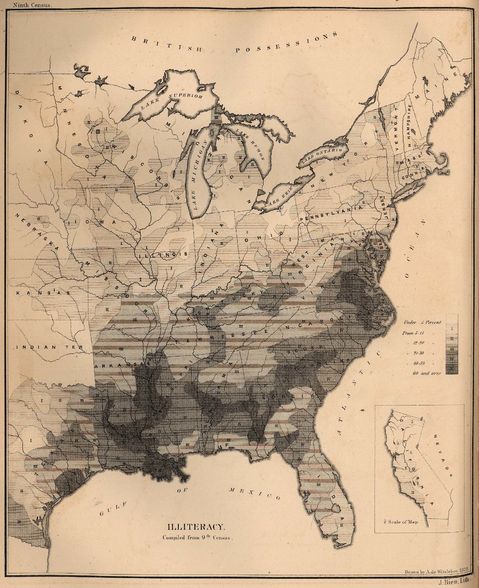 United States Illiteracy Map 1872