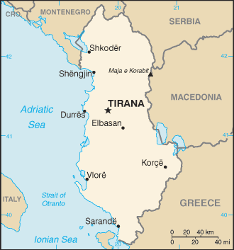 Mapa Político Pequeña Escala de Albania 2007