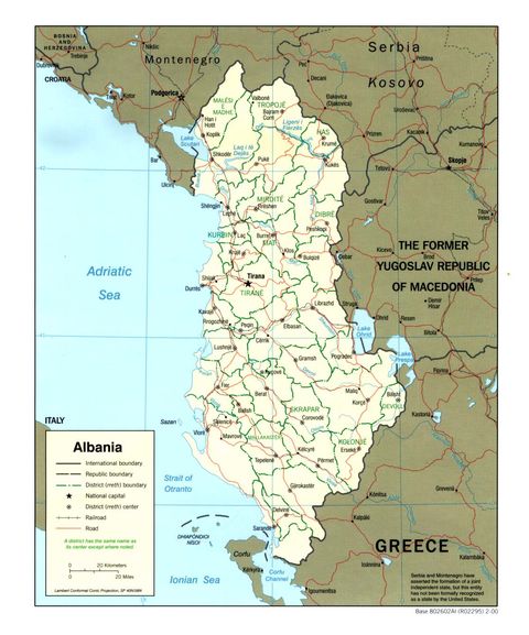 Mapa Político de Albania 2000