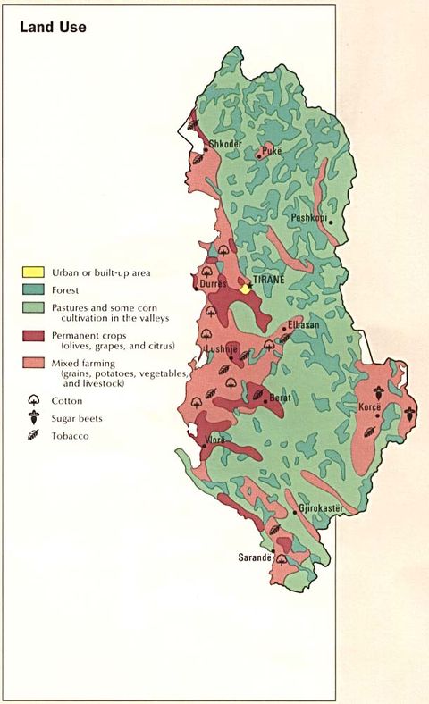 Uso de la Tierra de Albania 1990