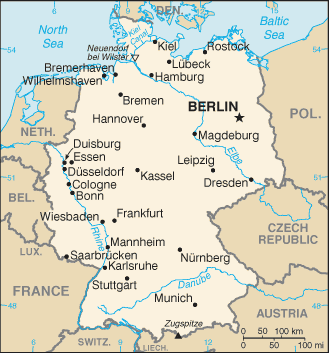 Mapa Político Pequeña Escala de Alemania 