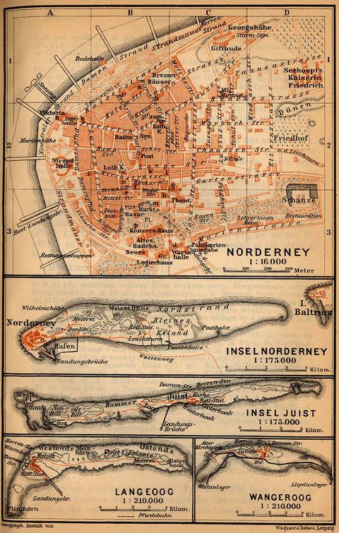 Islands of Norderney, Juist y Langeoog 1910